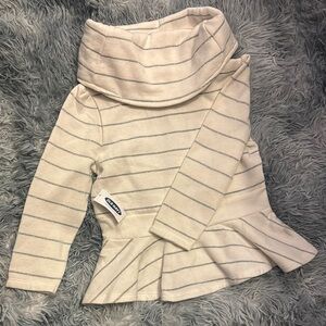 Old Navy Elegant Cream Sweater with Silver Stripes